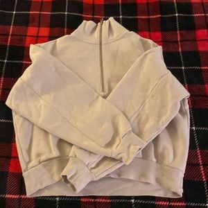 Everlane cropped half zip beige, xs